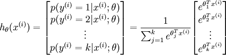 \begin{align}h_\theta(x^{(i)}) =\begin{bmatrix}p(y^{(i)} = 1 